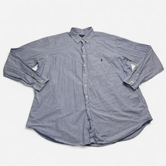 Ralph Lauren Other - Ralph Lauren Blue White Striped Button Down Shirt XXL 100% Cotton Stretch